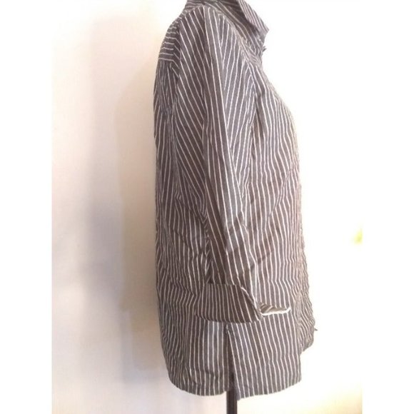 Charter Club Striped 3/4 sleeve button up shirt cotton women's size 6 - Picture 3 of 11